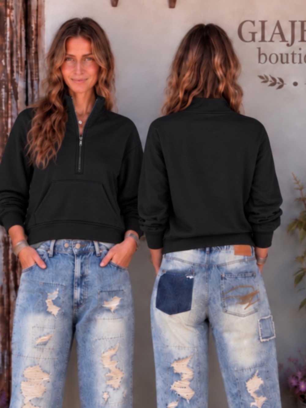 ❤️ ZENANA “ CHERYL 2 “ ZENANA SCUBA 1/4 ZIP PULLOVER TOP JACKET